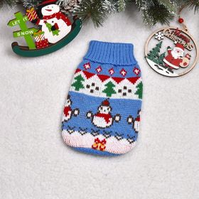 Autumn And Winter Puppy Thickened Pet Clothes Clothing (Option: Blue Snowman-24)
